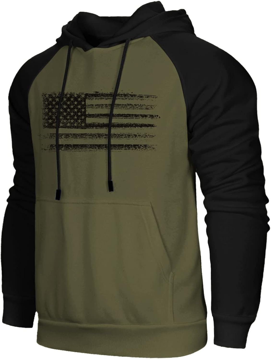 Men's USA FLAG Patriotic Graphic Polyester s for Men Pocket Raglan Long Sleeve s
