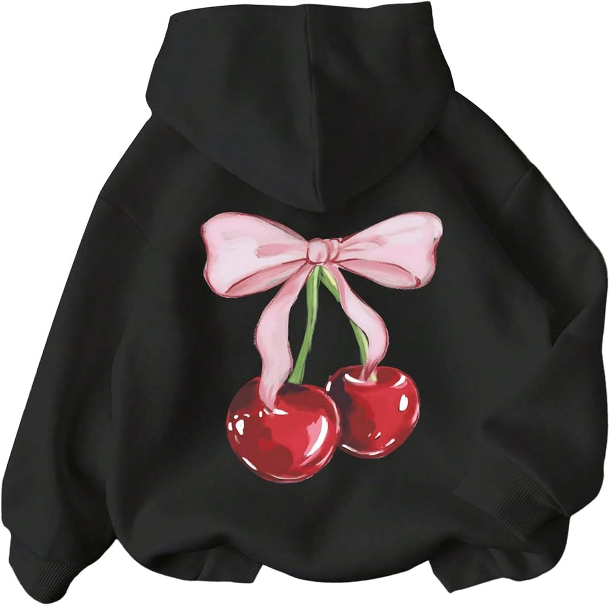 Girl's Cherry Graphic Long Sleeve Hooded Cute Pullovers Tops Unisex , , , Long Sleeve Tee