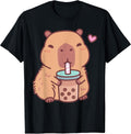 Cute Capybara Kawaii Anime Drinking Bubble Tea Lover Girls Unisex , , , Long Sleeve Tee