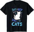 Kids Cat Just A Boy Who Loves Cats for Cat Lovers Unisex , , , Long Sleeve Tee