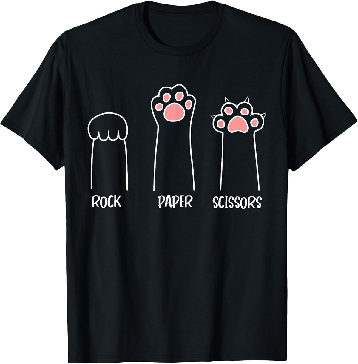 Rock Paper Scissors Hand Game Cute Paw Funny Cat Unisex , , , Long Sleeve Tee