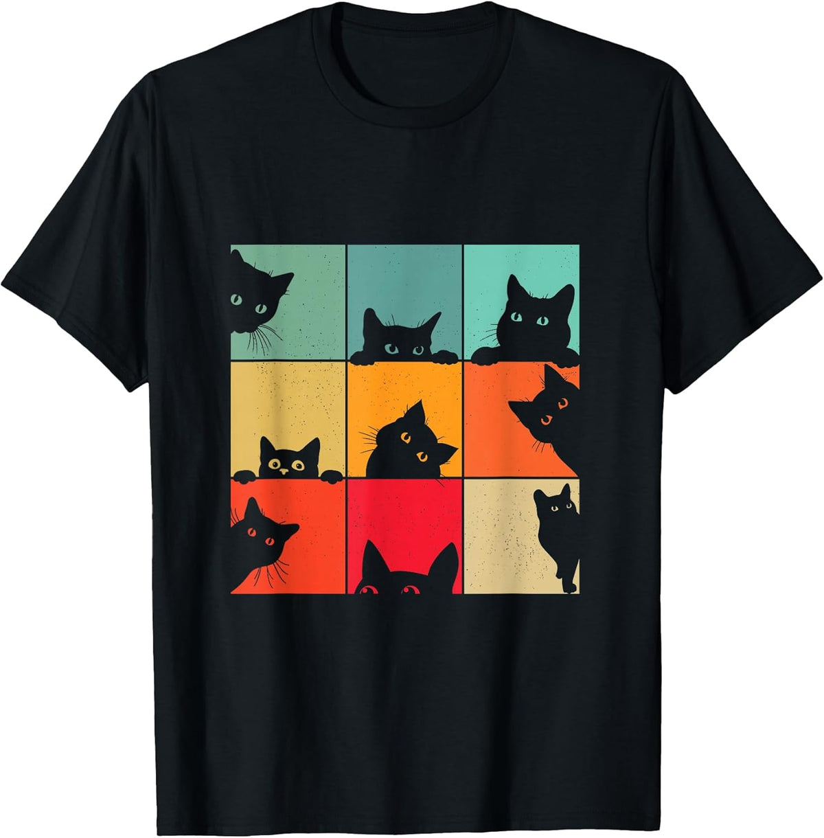 Funny Retro Vintage Curious Black Cat for Cats Lover Unisex , , , Long Sleeve Tee