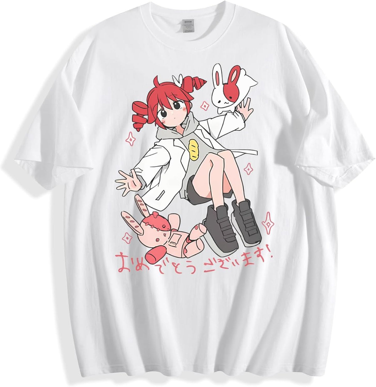 OFFICLA Kasane Teto Anime Oversized Graphic - Kawaii UTAU Vocaloid Merch Unisex , , , Long Sleeve Tee