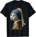 Girl with a Pearl Earring Funny Cat Lovers Unisex , , , Long Sleeve Tee