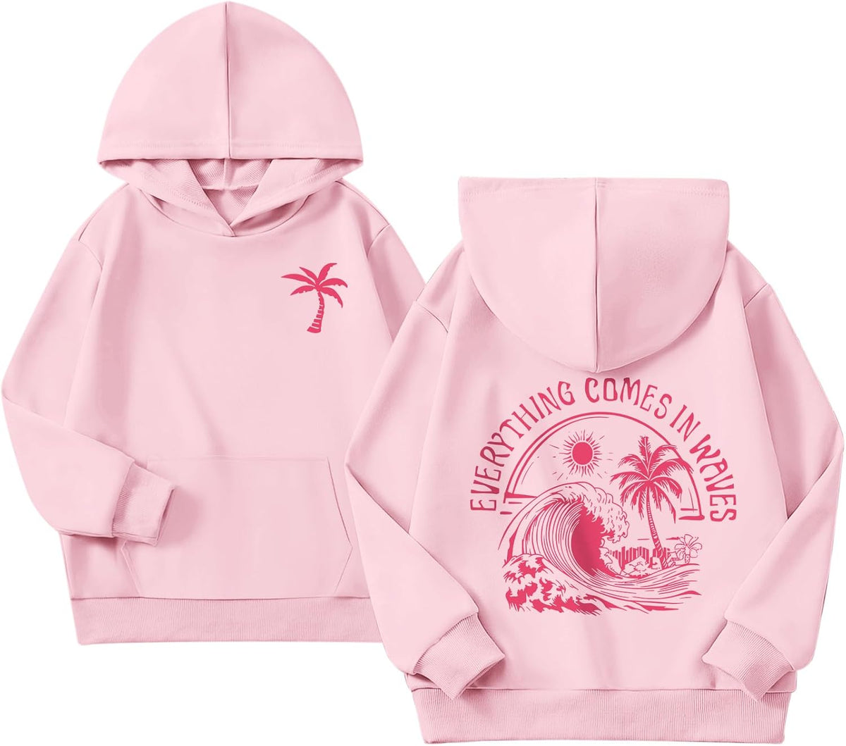 Girls Palm Graphic Beach Cute s With Pocket Kids Preppy Ocean Pullover Long Sleeve Top