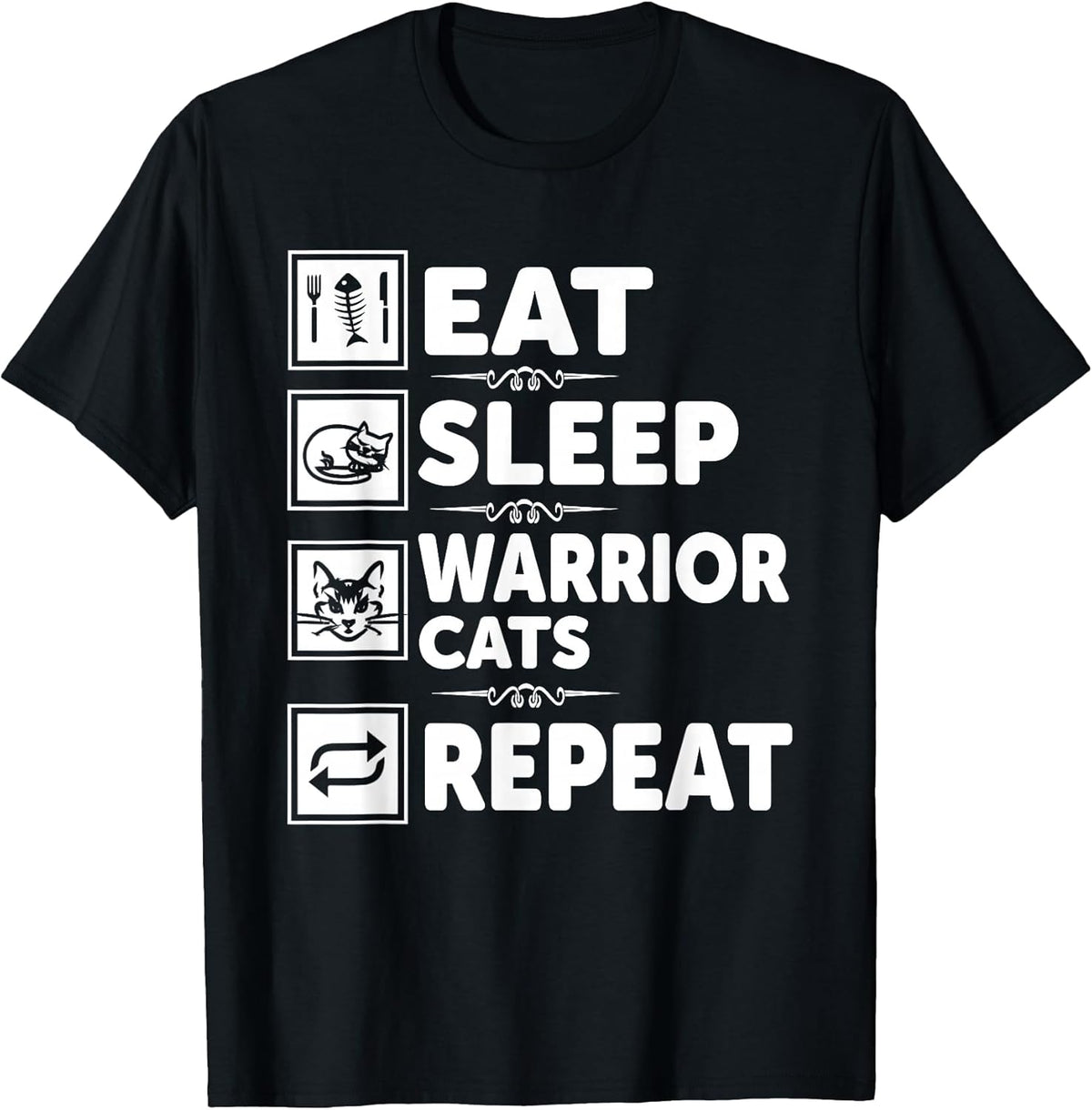 Cat & Cats Lover - Eat Sleep Warrior Cat Repeat - Cat Unisex , , , Long Sleeve Tee
