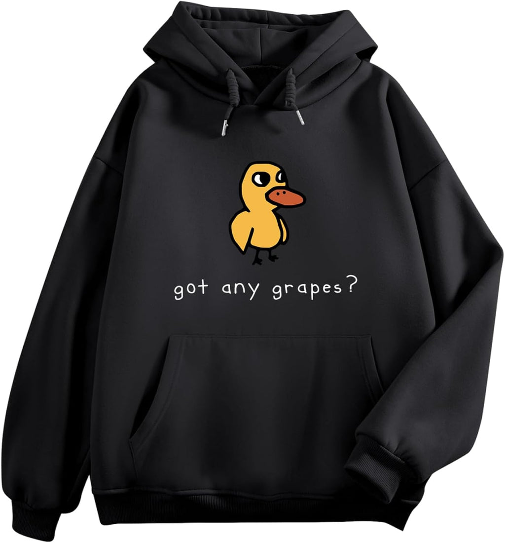 Cute Duck Graphic s for Teen Girls Kawaii Cartoon Funny s Letter Print Pullover With Pocket