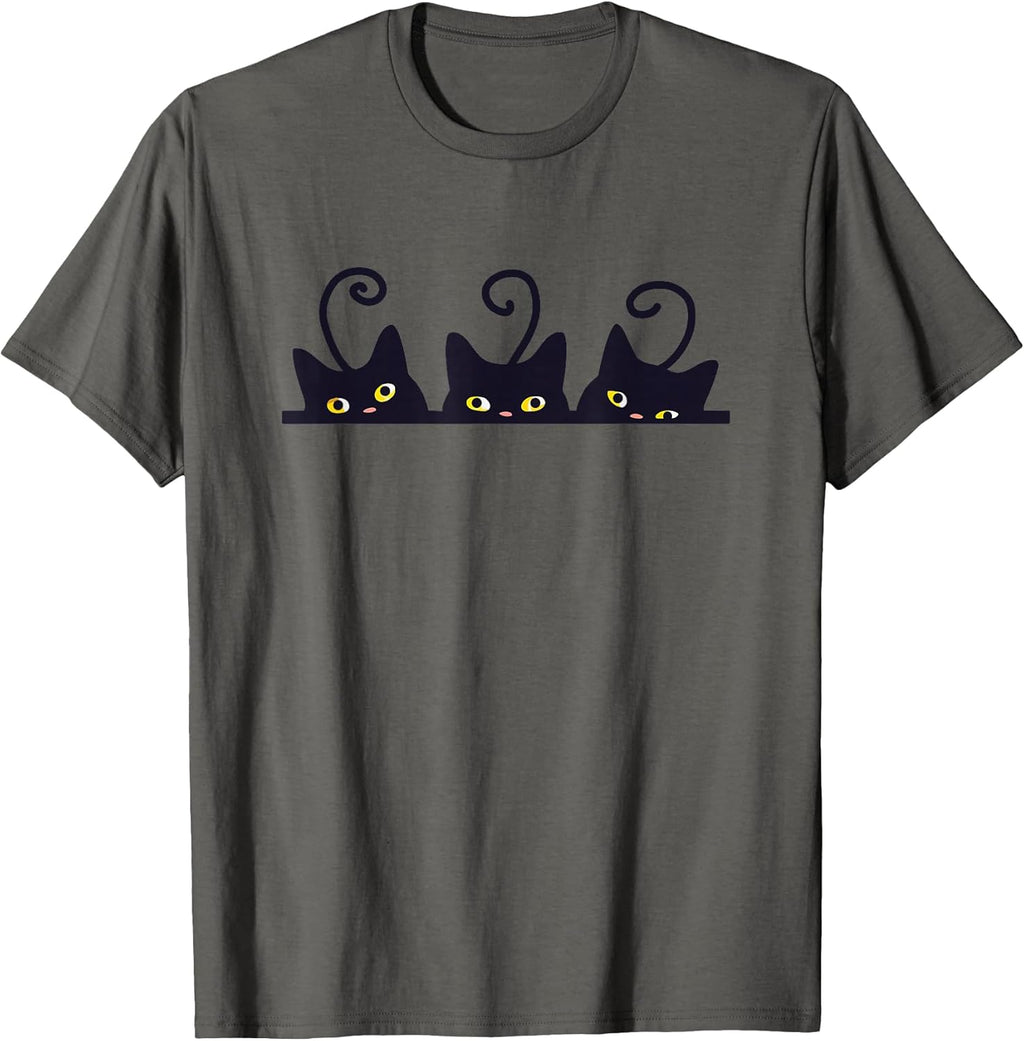 3 Black Cats Funny Cute Design Women Men Girl Boy Cat Unisex , , , Long Sleeve Tee