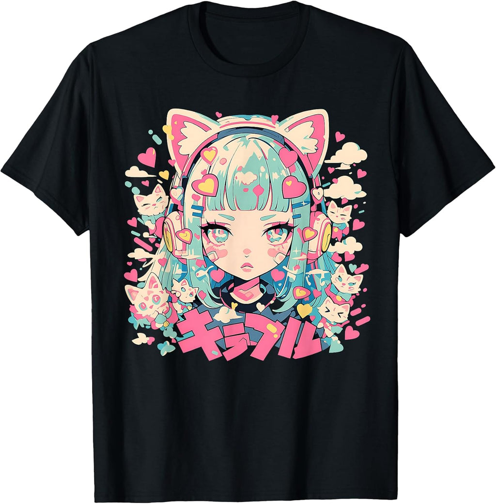 Anime Waifu Cute Anime manga Cat Girl Sweet Retro Unisex , , , Long Sleeve Tee