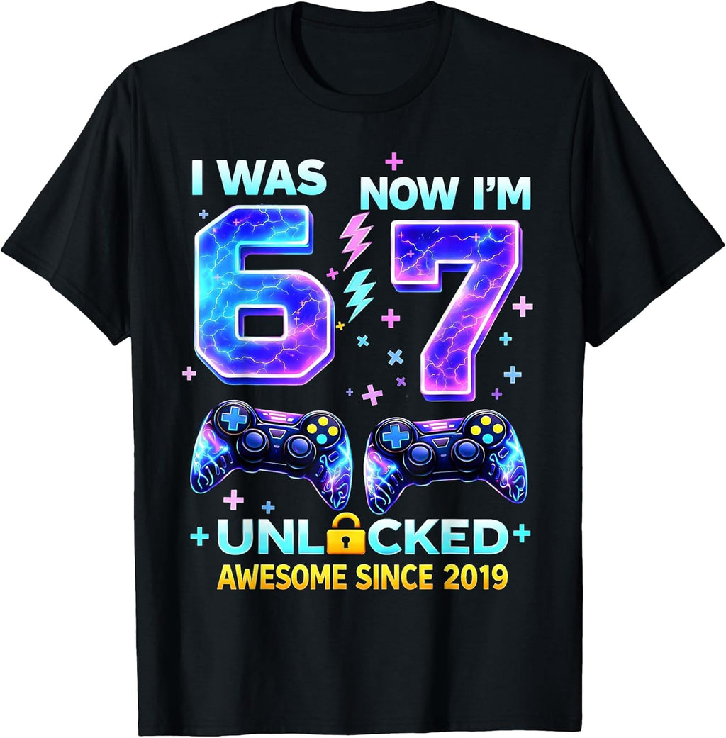 I was 6 Now I’m 7 Gamer Boy Birthday Boys Gifts for Men Kids Unisex , , , Long Sleeve Tee