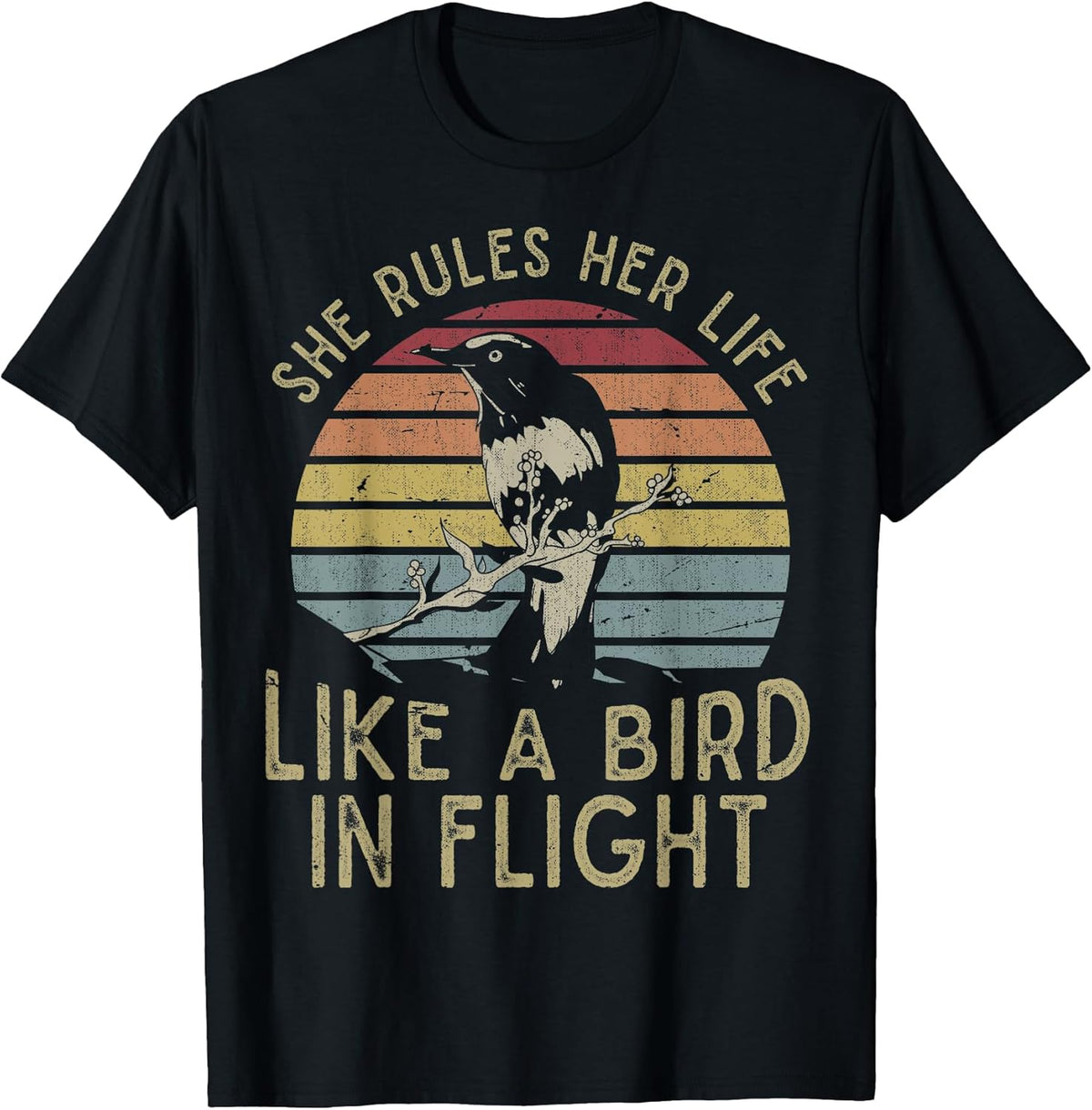 Motivational Quote She Rules Her Life Like A Bird in Flight Unisex , , , Long Sleeve Tee