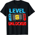 Level 8 Unlocked Gamer 8th Birthday Gift Video Game Boys Unisex , , , Long Sleeve Tee
