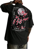 Men's Japanese Letter Graphic Tee Top Oversized Short Sleeve Casual Aesthetic Print
