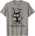 Funny Cat Lover It's Fine I'm Fine Everything is Fine Unisex , , , Long Sleeve Tee