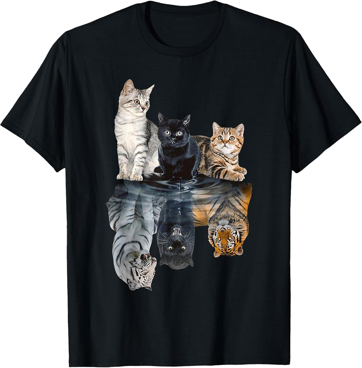 Cats Reflection Mirror Lion Cheetah Tiger Funny Cat Lover Unisex , , , Long Sleeve Tee