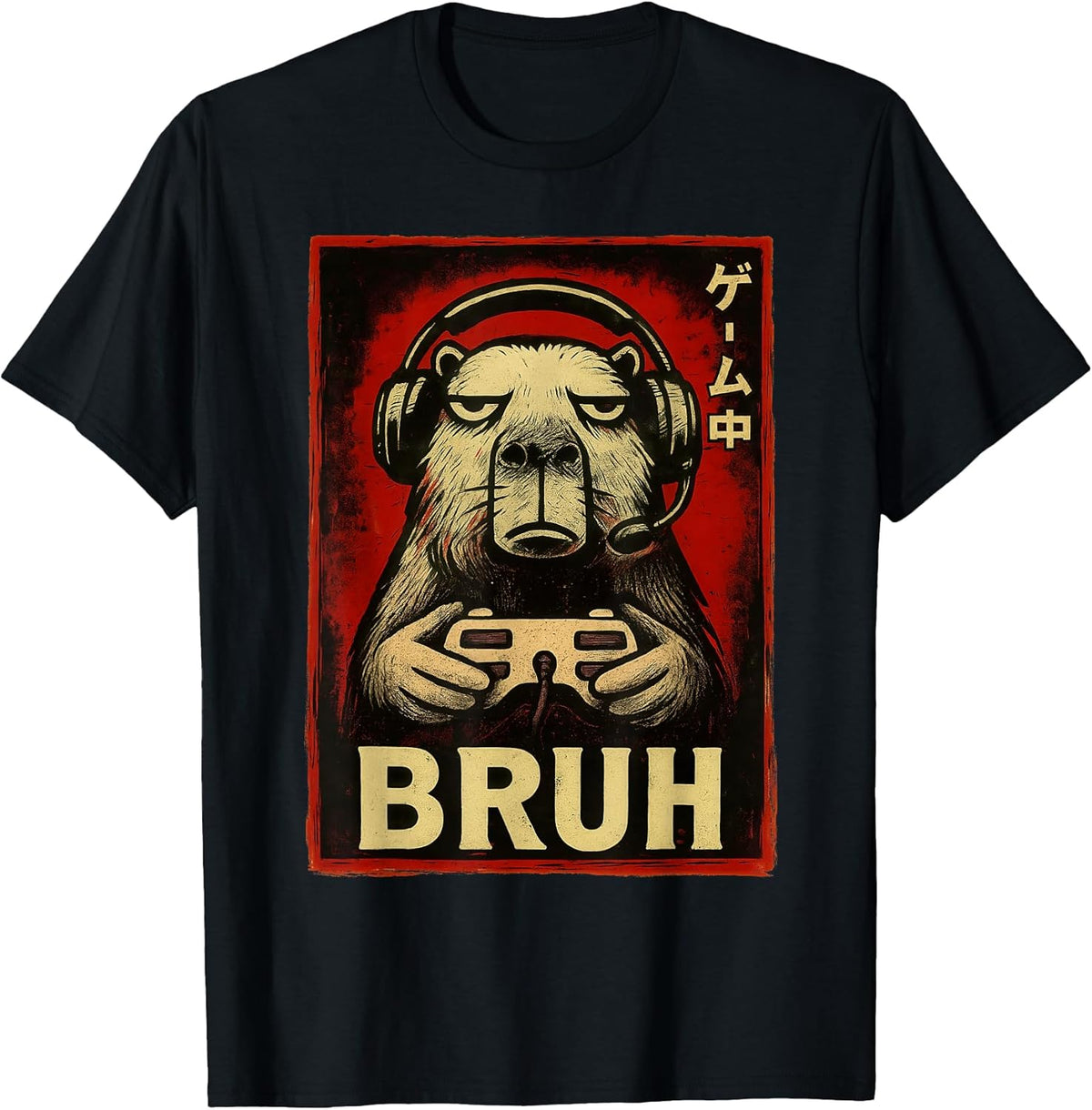 Funny Capybara Gamer Bruh Graphic Tee Men Boys Teens Gaming Unisex , , , Long Sleeve Tee