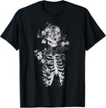 Floral Skeleton Flowers Goth Occult Death Dark Alt Aesthetic Unisex , , , Long Sleeve Tee