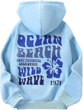 Girl's Floral Graphic Long Sleeve Hooded Neck Pullovers with Pocket Unisex , , , Long Sleeve Tee