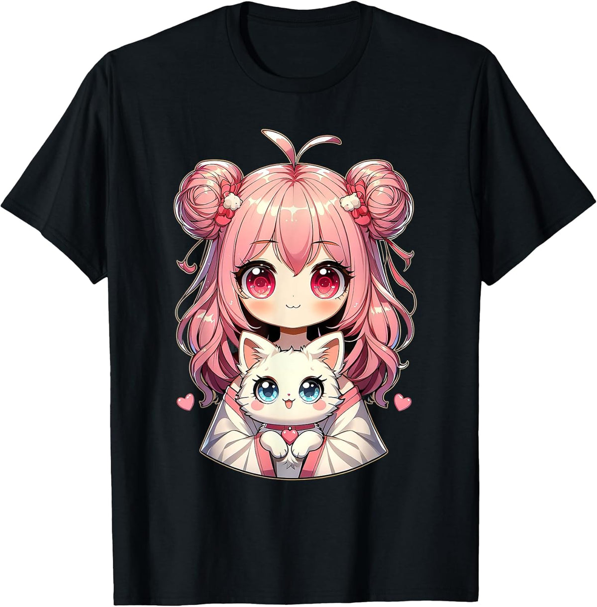 Cute Anime Cats Lover Kawaii Manga Otaku Anime Girl Pink Unisex , , , Long Sleeve Tee