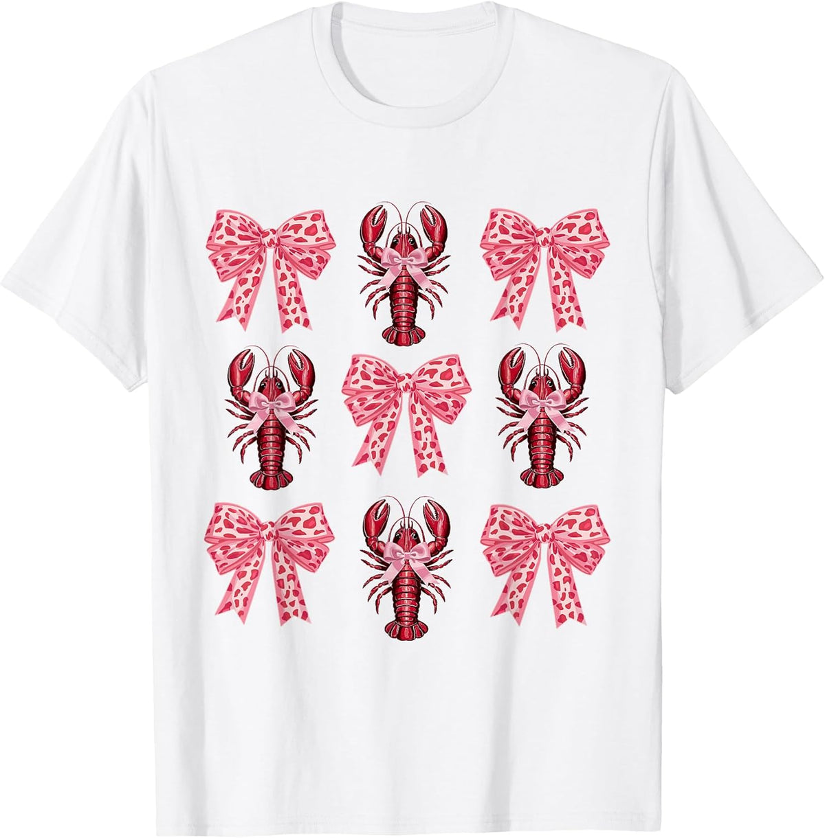 Cute Pink Bow Coquette Crawfish Clean Girl Aesthetic Lobster Unisex , , , Long Sleeve Tee