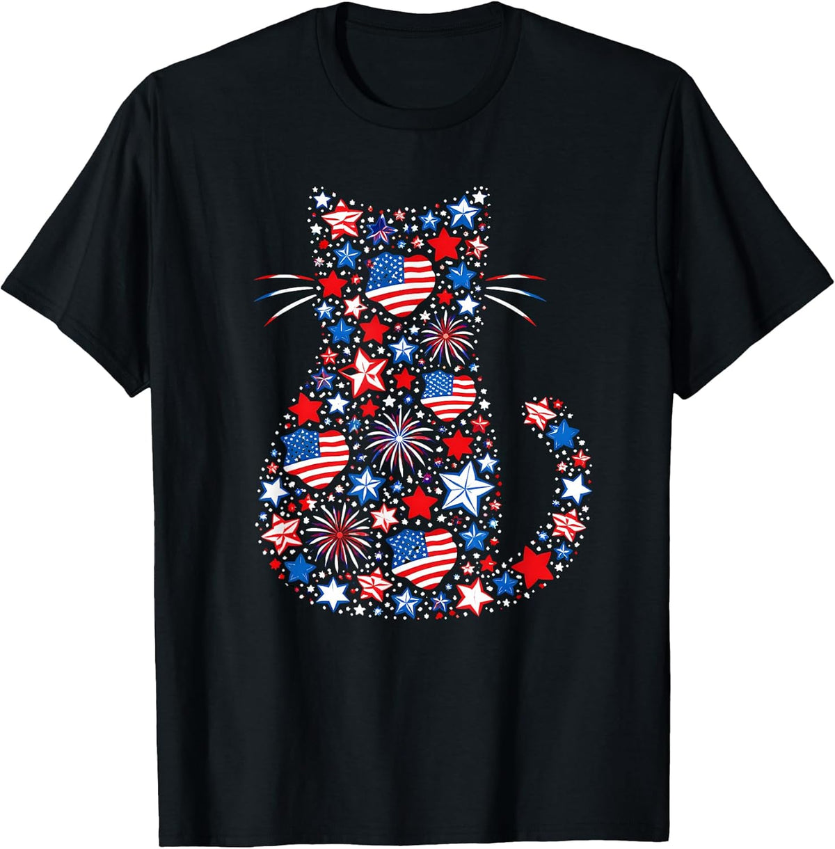 USA Flag Lucky Clover Patriotic 4th July Cat Lover Unisex , , , Long Sleeve Tee