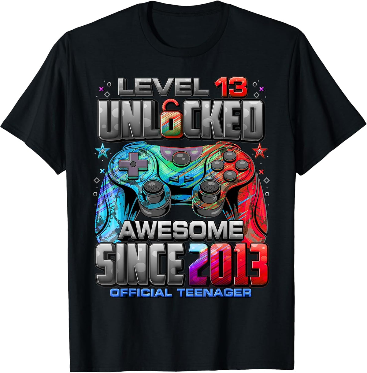 Level 13 Unlocked Awesome Since 2013 13th Birthday Gaming Unisex , , , Long Sleeve Tee