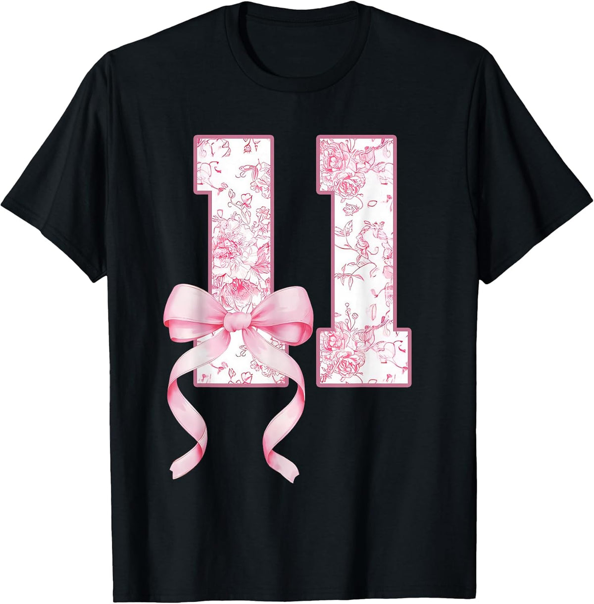 11 Year Old Birthday Girl Coquette Pink Bow Unisex , , , Long Sleeve Tee