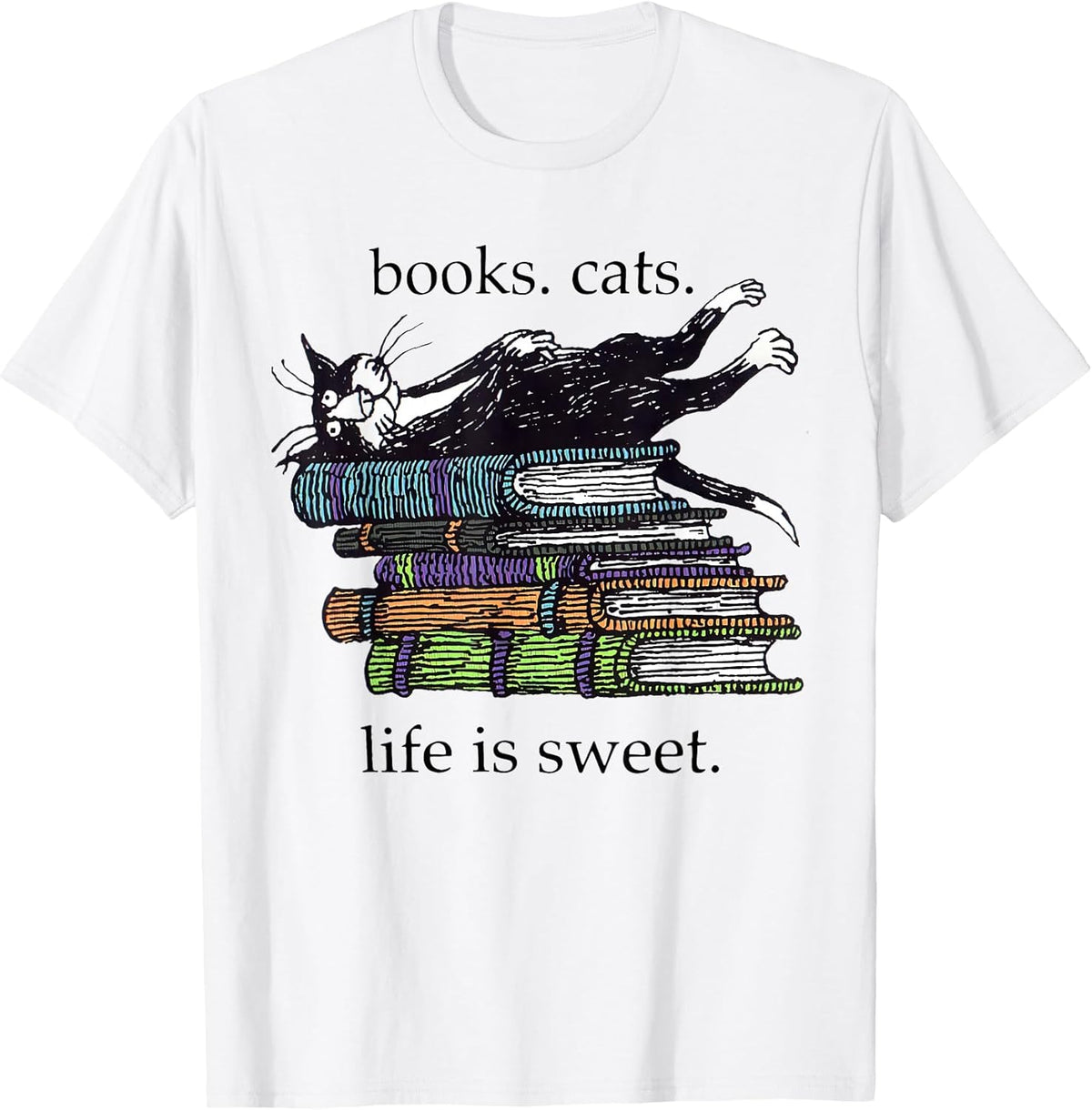 Funny Cats Books Lover Men Women Unisex , , , Long Sleeve Tee