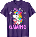 Just A Girl Who Loves Gaming Cute Gamer Unicorn Gift Women Unisex , , , Long Sleeve Tee