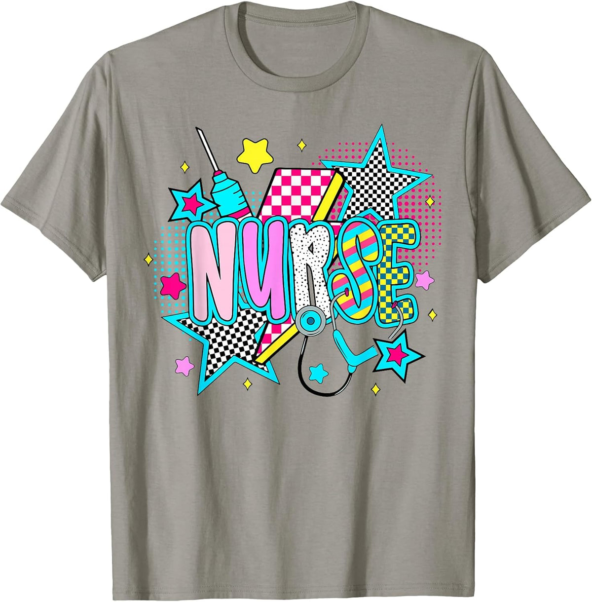 Nurse RN Stethoscope 80s 90s Retro Neon Aesthetic Unisex , , , Long Sleeve Tee