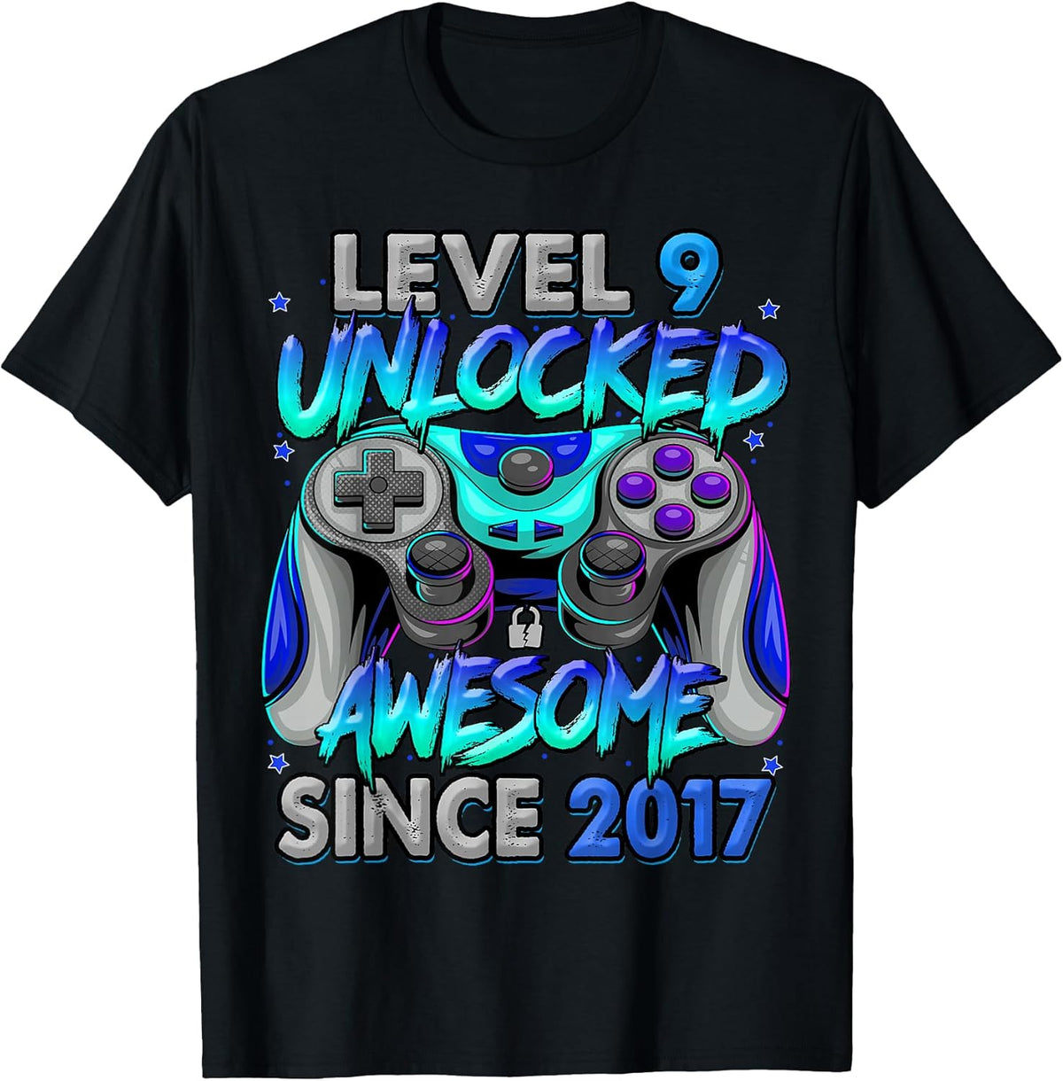 Level 9 Unlocked Awesome Since 2017 9th Birthday Gaming Unisex , , , Long Sleeve Tee