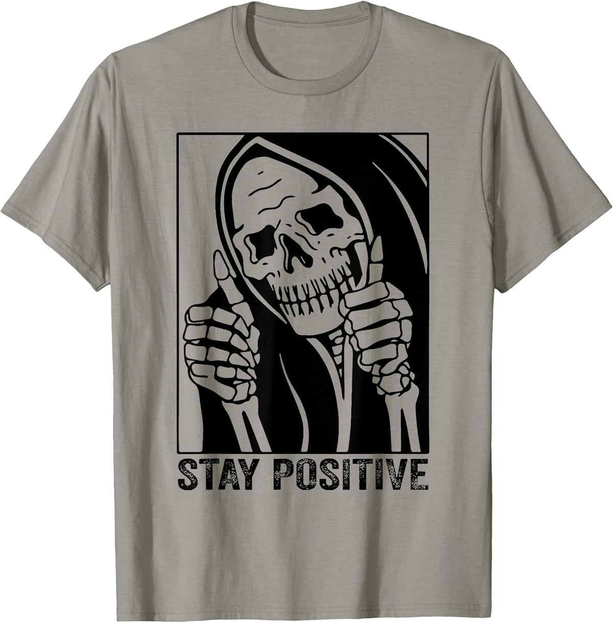 Funny Skull Stay Positive Skeleton Halloween Motivational Unisex , , , Long Sleeve Tee