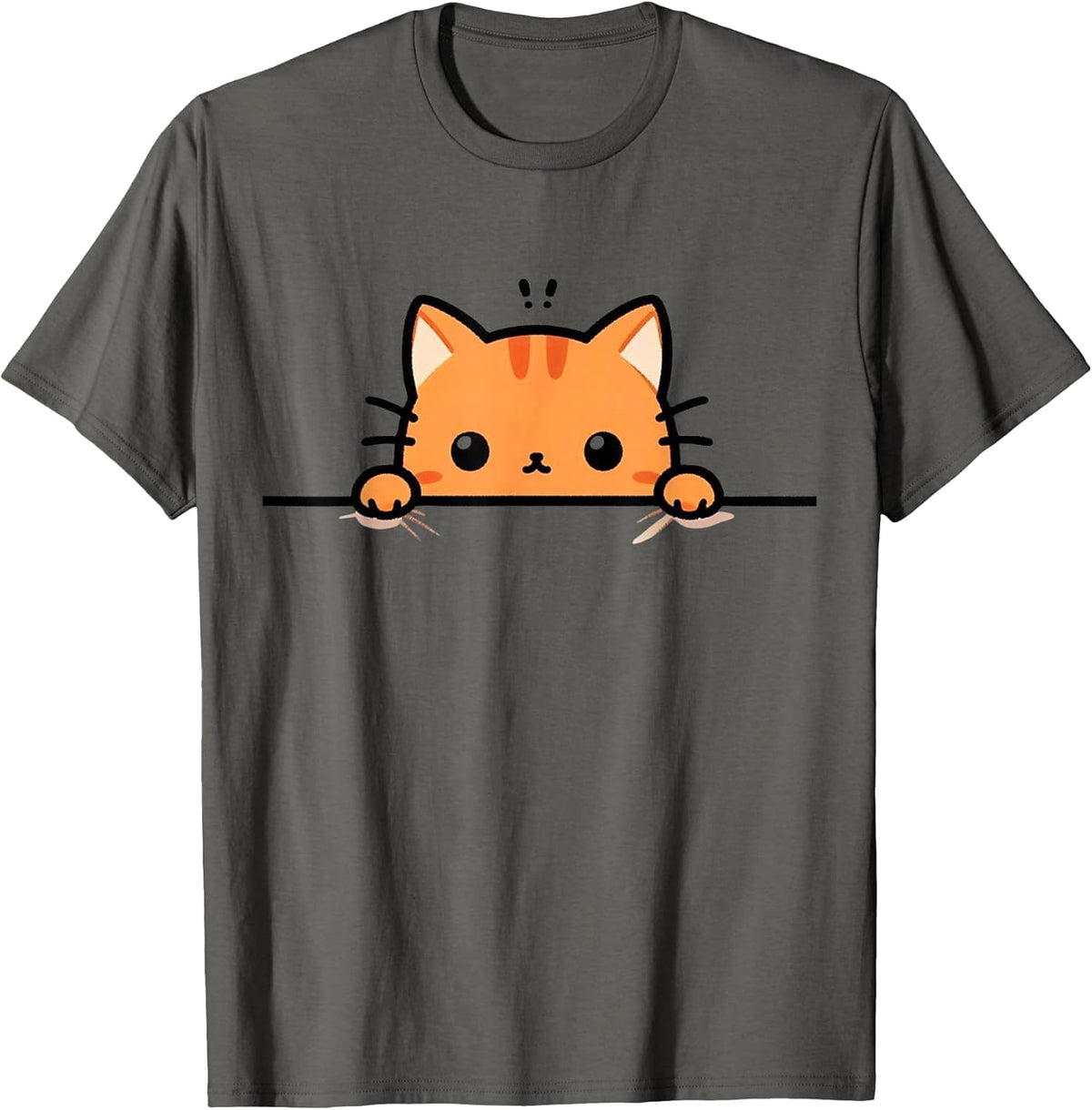 Cute Orange Kitty Cat Peeking Over at You Ginger Cat Lover Unisex , , , Long Sleeve Tee
