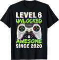 Level 6 Unlocked Awesome Since 2020 6th Birthday Gaming Boys Unisex , , , Long Sleeve Tee