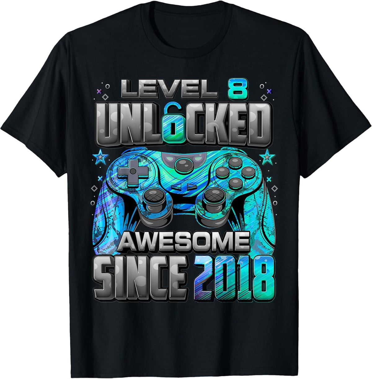 Level 8 Unlocked Awesome Since 2018 8th Birthday Gaming Unisex , , , Long Sleeve Tee