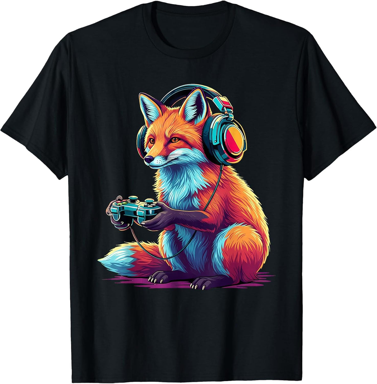 Fox Gaming Animal Video Games Funny Fox Unisex , , , Long Sleeve Tee