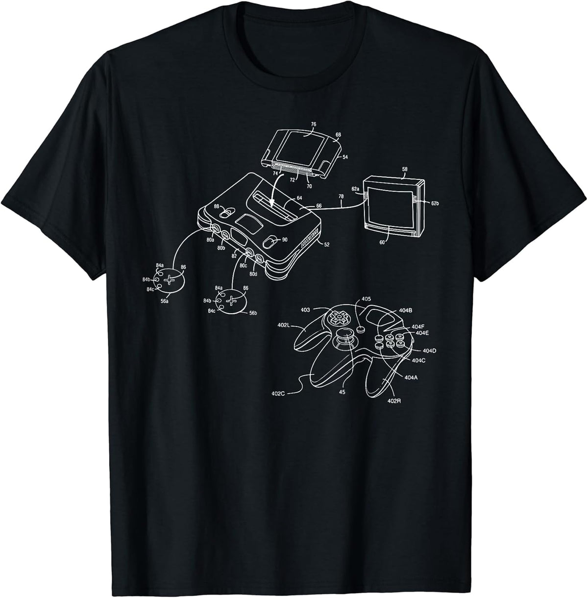Vintage Gaming Diagram - Video Game Controller Gamer Gift Unisex , , , Long Sleeve Tee