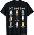 Funny Cat Girls Teens Kids God Says I Am Christian Cat Lover Unisex , , , Long Sleeve Tee
