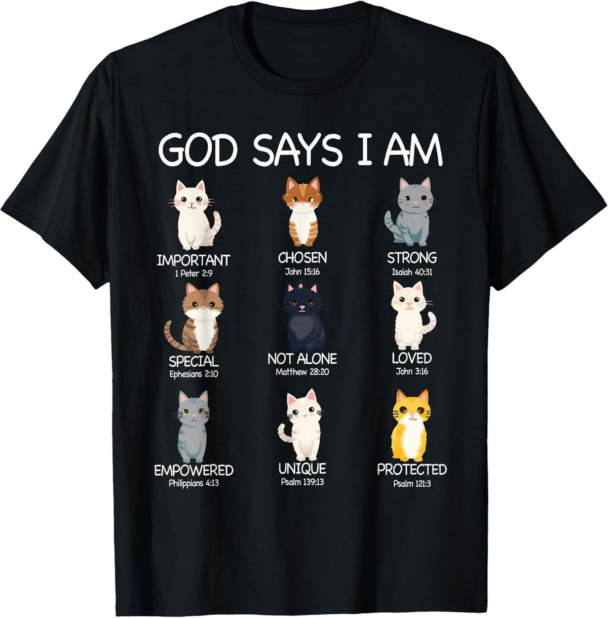 Funny Cat Girls Teens Kids God Says I Am Christian Cat Lover Unisex , , , Long Sleeve Tee