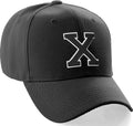 Classic Baseball Hat Custom A to Z Initial Team Letter, Black Cap White Black Unisex , , , Long Sleeve Tee