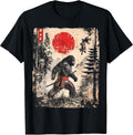 Samurai Bigfoot Japanese Vintage Graphic Ukiyo-e Art Funny Unisex , , , Long Sleeve Tee