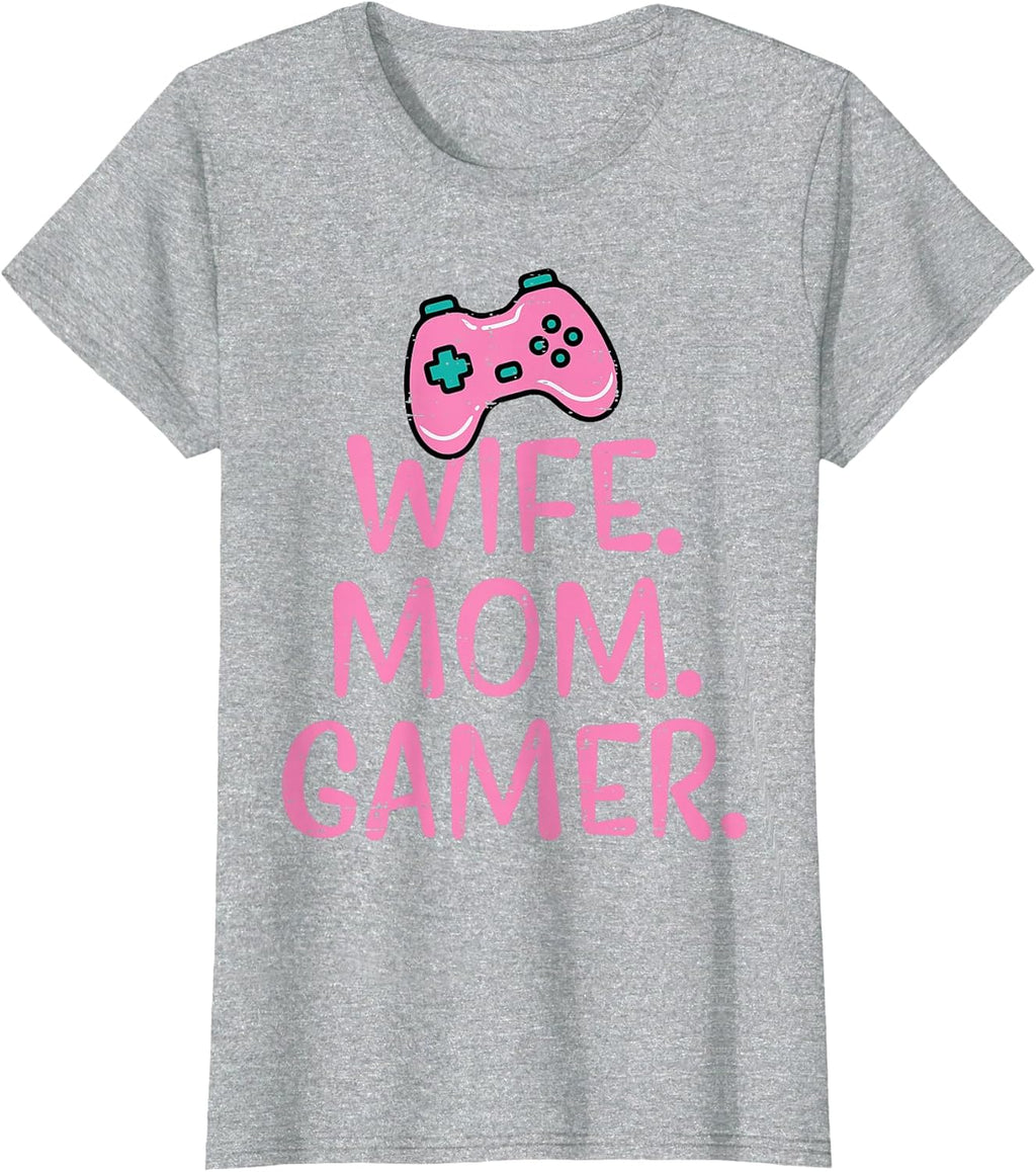 Wife Mom Gamer Funny Gaming Mothers Day Mama Mommy Women Unisex , , , Long Sleeve Tee