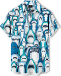 Men's Funny Hawaiian Western Ocean Animal Ukiyoe Faith Theme Summer Beach Vacation Short Sleeve Shirt
