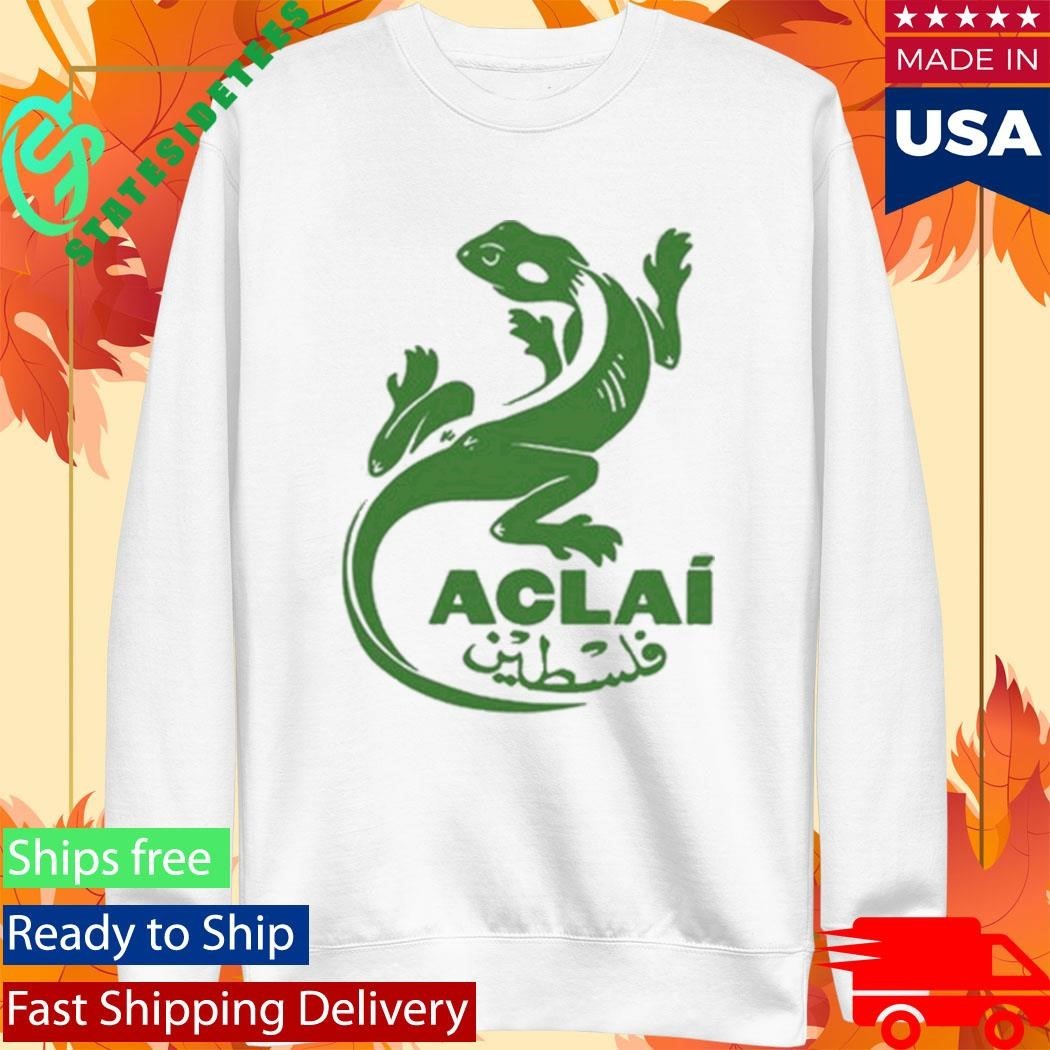 ACLAÍ Palestine Organic White Shirt Unisex , , , Long Sleeve Tee