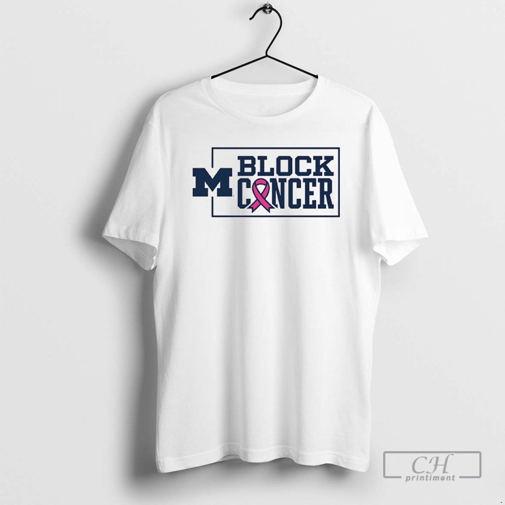Classic Michigan Wolverines Block Cancer Pink Ribbon Shirt Sweater