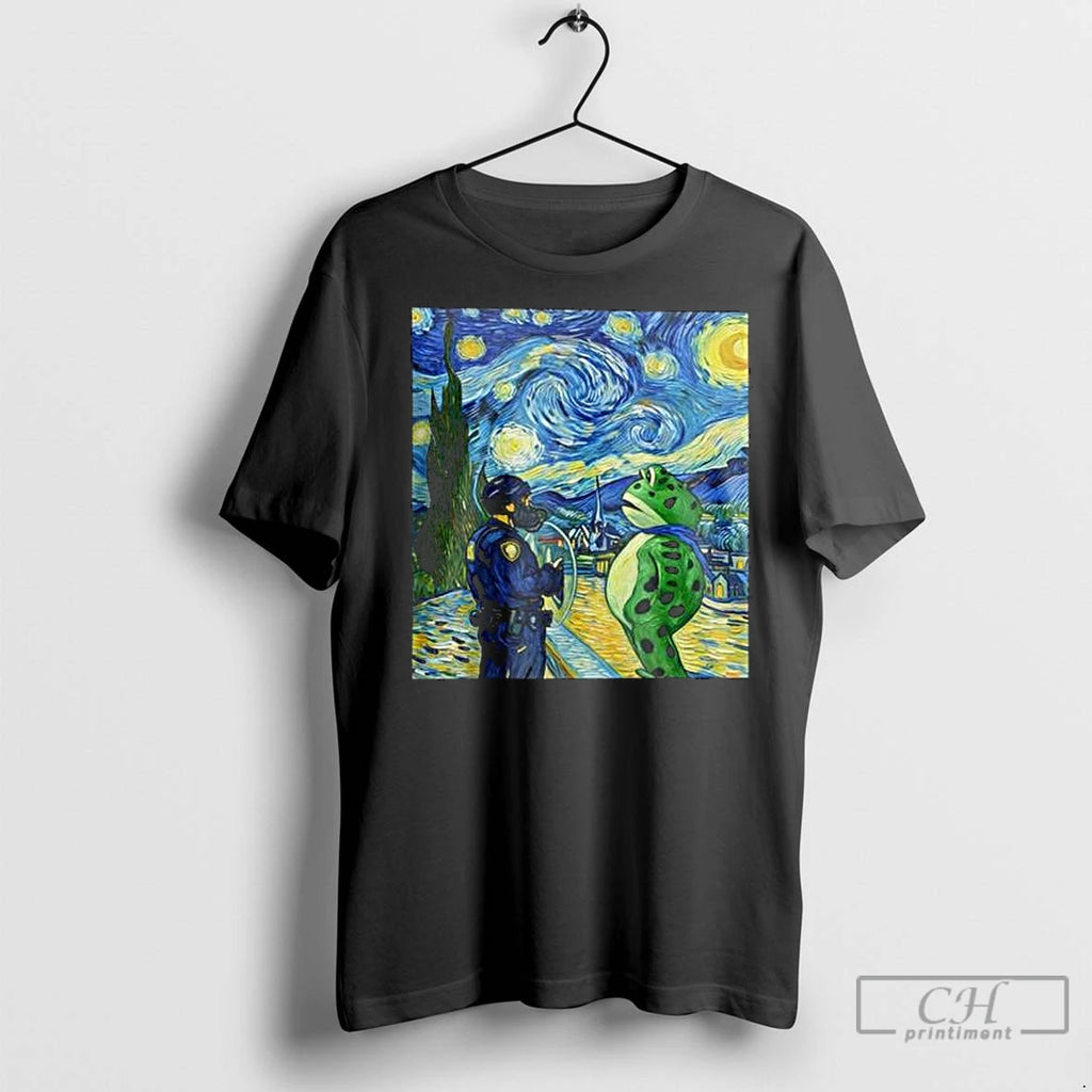 Classic Portland Frog Starry Night Van Gogh Long Sleve