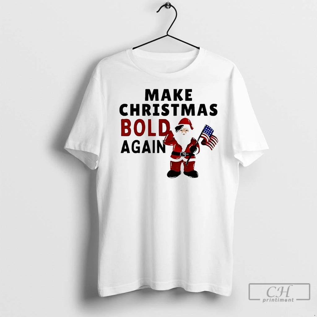 Classic Santa Claus With American Flag Make Christmas Bold Again