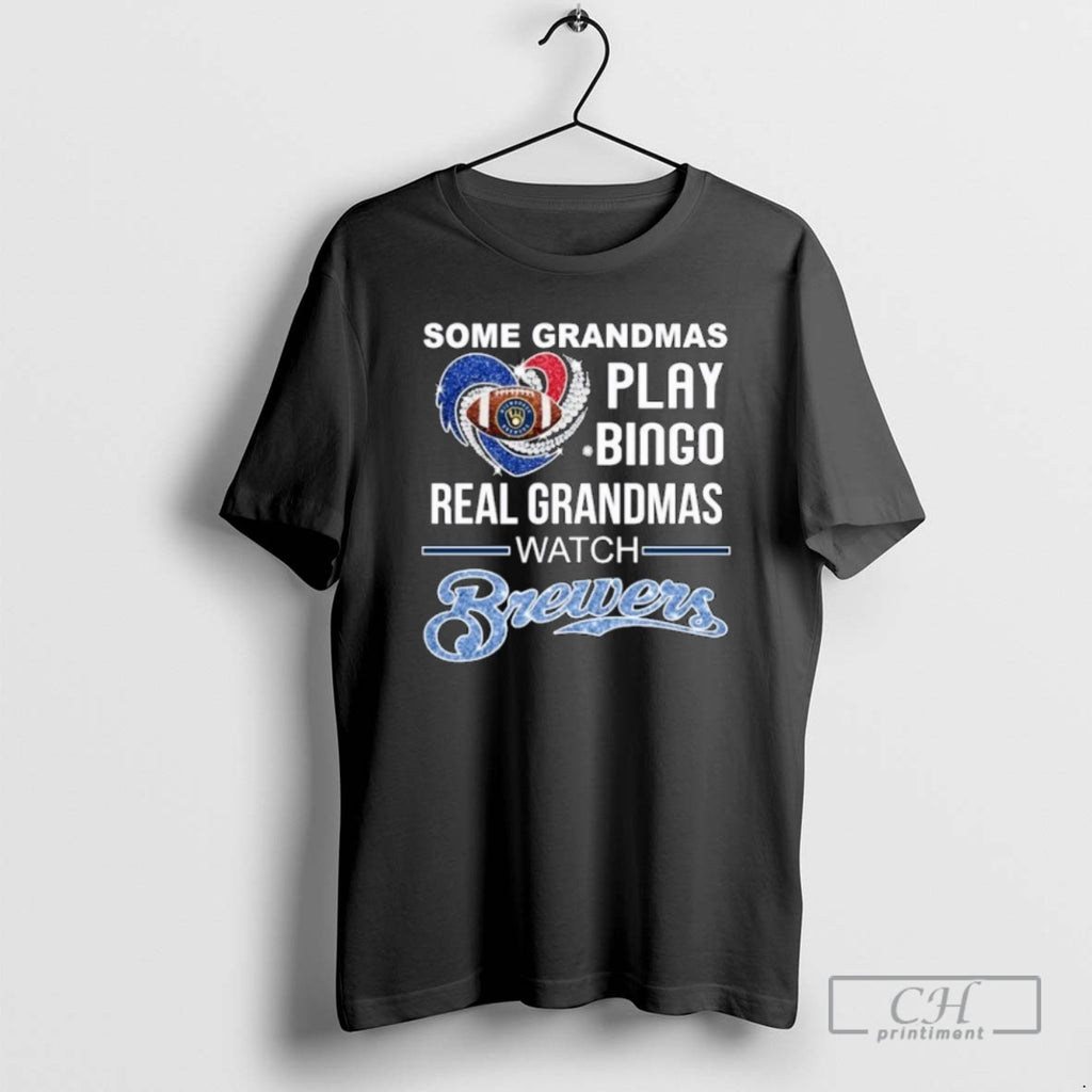Classic Some Grandmas Play Bingo Real Grandmas Watch Milwaukee Brewers Diamond Heart Shirt Sweater