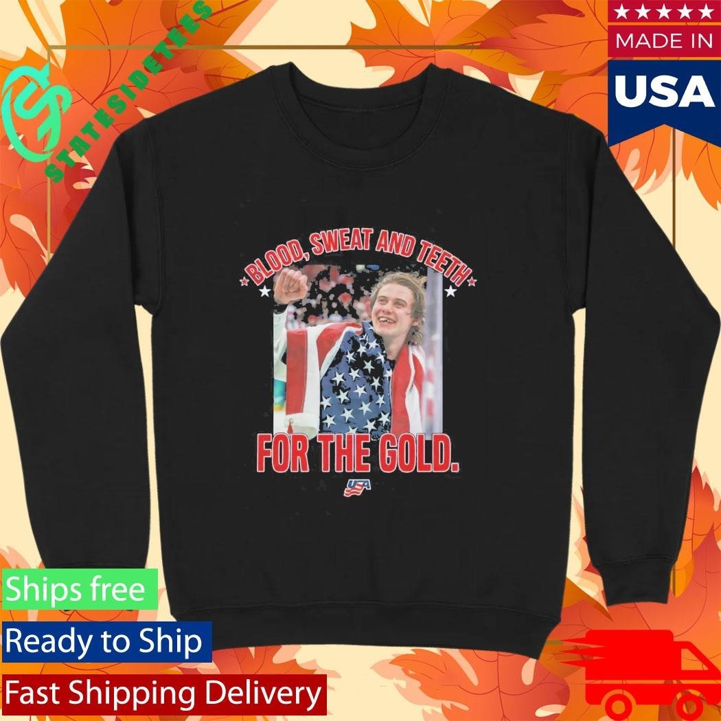 Jack Hughes USA 2026 Hockey Blood Sweat And Teeth Shirt Unisex , , , Long Sleeve Tee