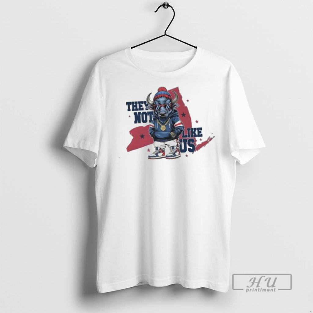 Limited Edition Buffal Bills Mascot Fan They Not Like Us Map Graphic Tee Shirt